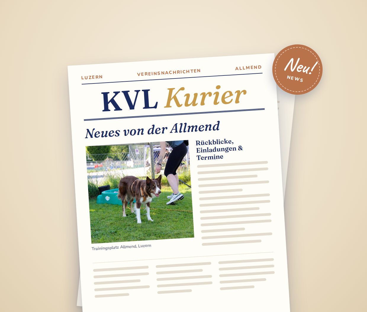 Vereinszeitung KVL Kurier mit Hund auf der Allmend