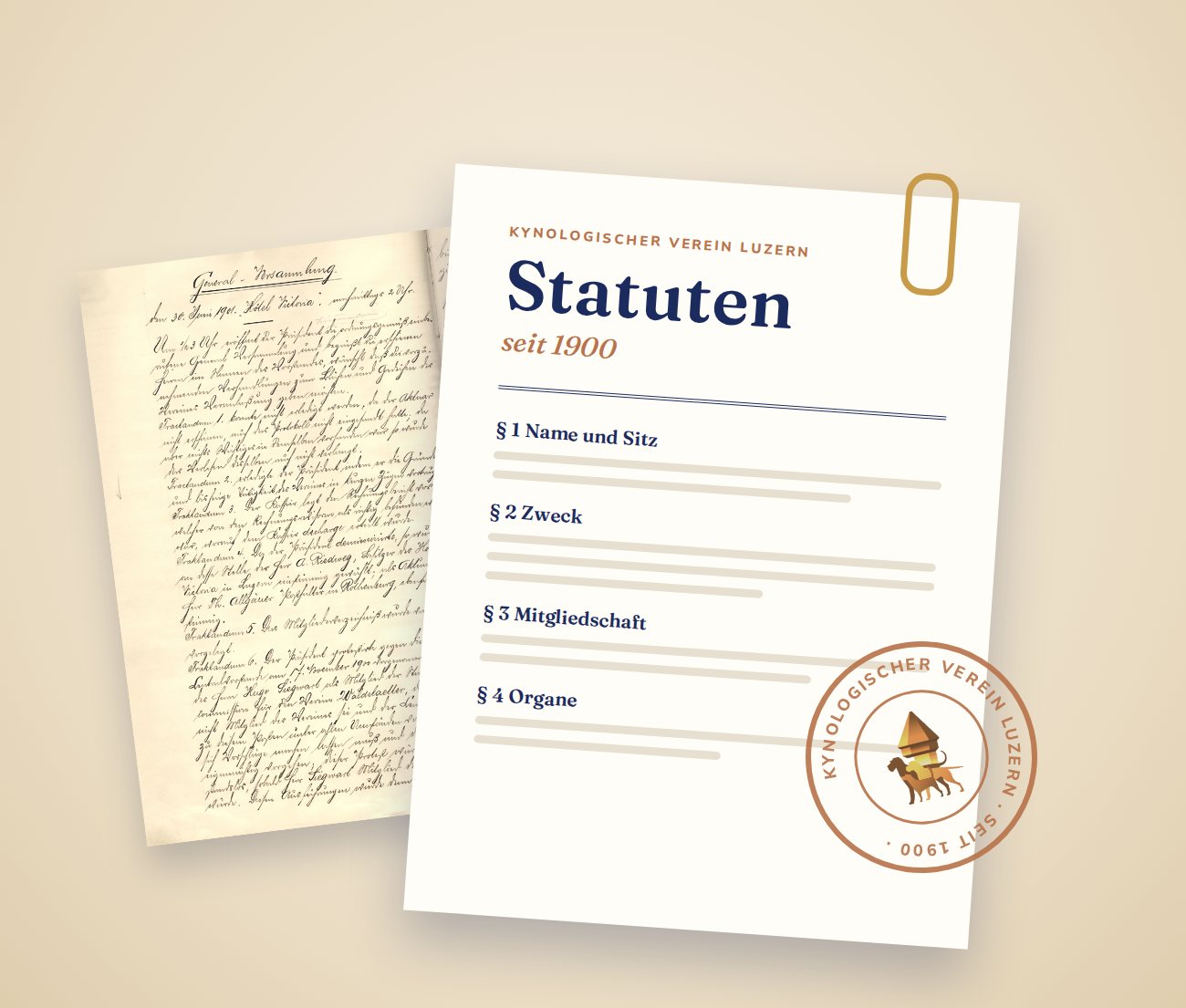 Statuten des KV Luzern mit Vereinsstempel